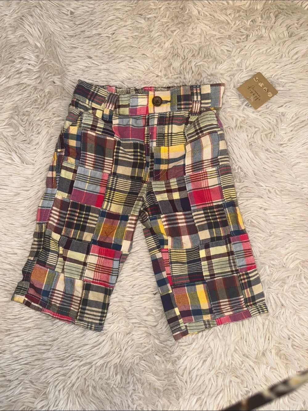 NWT Old Navy Madras -  Plaid Patchwork pants- Multicolor 6-12 months